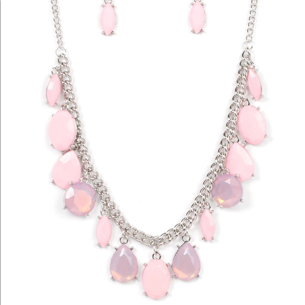 Pink Necklace With Matching Earrings